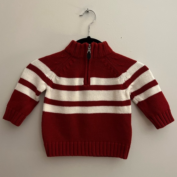 The Children’s Place Red and White Quarter Zip Sweater 6-9 MOS - Picture 3 of 5
